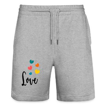 COEUR. COUPLE. JUST MARRIED. EVJF. SAINT VALENTIN. - Short de jogging bio TRAINER Stanley/Stella unisexe - gris chiné - Devant - Nik (191cm) & Marisol (170cm)