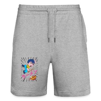 Ramen Boy - Stanley/Stella Unisex Bio Joggingshorts Trainer  - Grau meliert - Vorne - Nik (191cm) & Marisol (170cm)