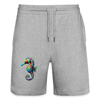 Seahorse - Stanley/Stella Trainer Unisex Organic Jogging Shorts - heather grey - Front - Nik (191cm) & Marisol (170cm)