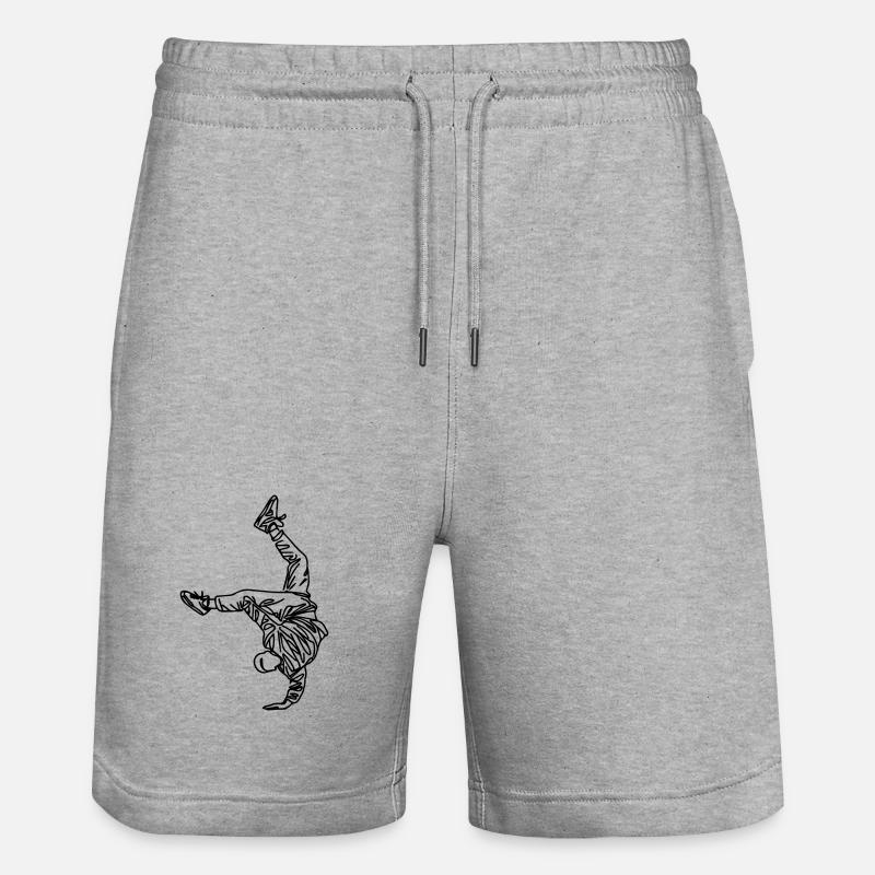 Breakdancer Drawing - Stanley/Stella Trainer Unisex Organic Jogging Shorts - heather grey