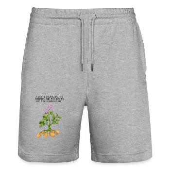 Growing Tree Motif - Stanley/Stella Trainer Unisex Organic Jogging Shorts - heather grey - Front - Nik (191cm) & Marisol (170cm)