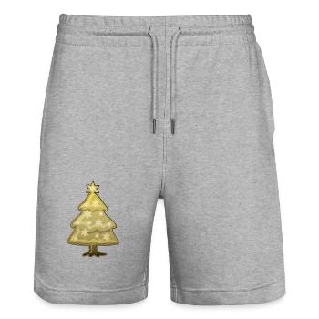 Tannenbaum mit Stern - Stanley/Stella Unisex Bio Joggingshorts Trainer  - Grau meliert - Vorne - Nik (191cm) & Marisol (170cm)