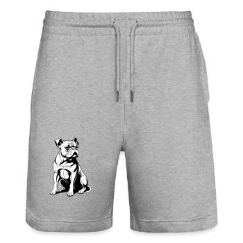 Bouledogue - Short de jogging bio TRAINER Stanley/Stella unisexe - gris chiné - Devant - Nik (191cm) & Marisol (170cm)