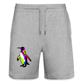 Penguin - Stanley/Stella Trainer Unisex Organic Jogging Shorts - heather grey - Front - Nik (191cm) & Marisol (170cm)