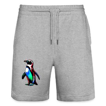 Pingouin - Short de jogging bio TRAINER Stanley/Stella unisexe - gris chiné - Devant - Nik (191cm) & Marisol (170cm)