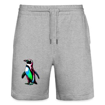 Pinguin - Stanley/Stella Unisex Bio Joggingshorts Trainer  - Grau meliert - Vorne - Nik (191cm) & Marisol (170cm)