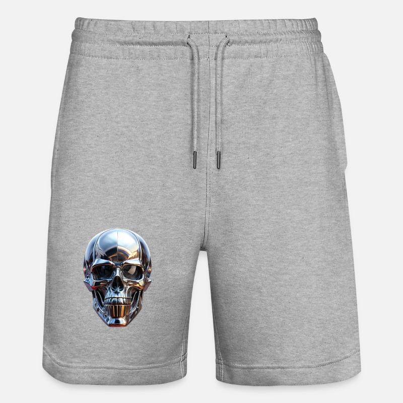 Crâne chromé - Short de jogging bio TRAINER Stanley/Stella unisexe - gris chiné