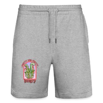 Pretty and Pretty Hungry Plant - Stanley/Stella Trainer Unisex Organic Jogging Shorts - heather grey - Front - Nik (191cm) & Marisol (170cm)