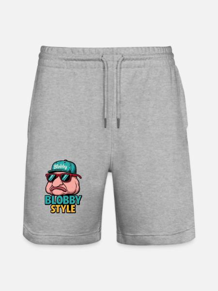 Blobby Style Cartoon Tee - Stanley/Stella Trainer Unisex Organic Jogging Shorts - heather grey