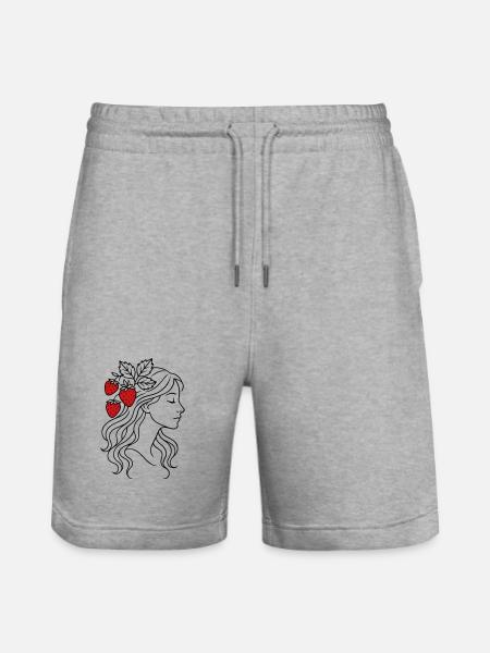 Frau mit Erdbeeren Erdbeermädchen - Stanley/Stella Unisex Bio Joggingshorts Trainer - Grau meliert