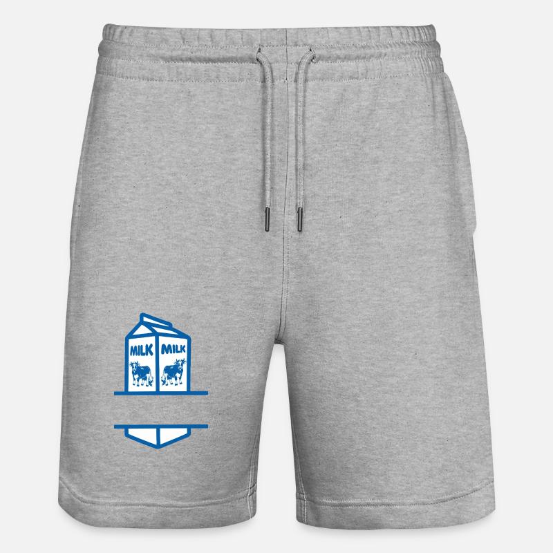 Blauer Milchkarton mit Kuh-eigenem Text - Stanley/Stella Unisex Bio Joggingshorts Trainer  - Grau meliert