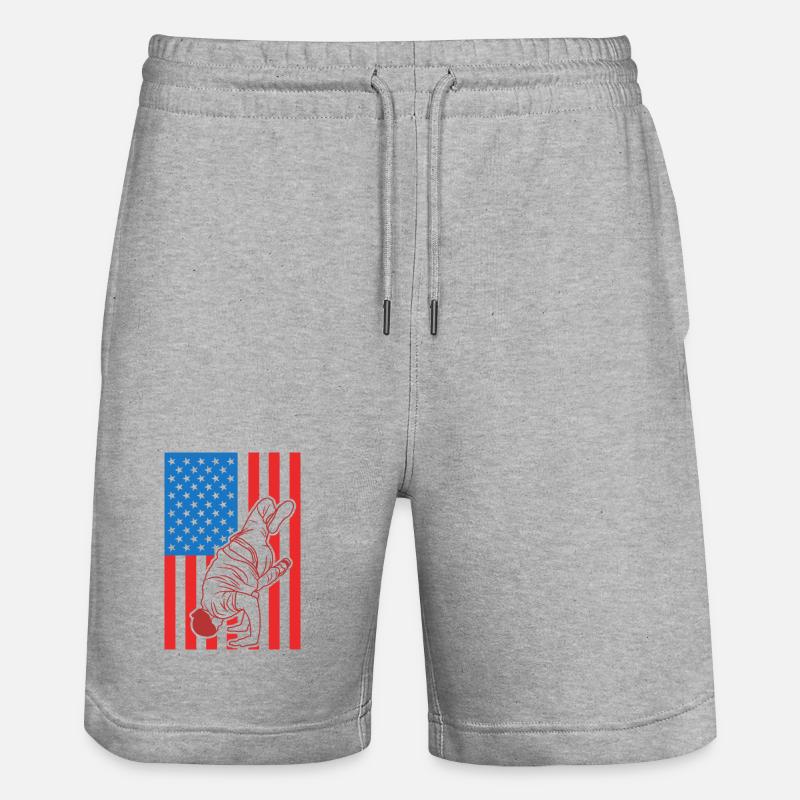 Drapeau Breakdance USA - Short de jogging bio TRAINER Stanley/Stella unisexe - gris chiné
