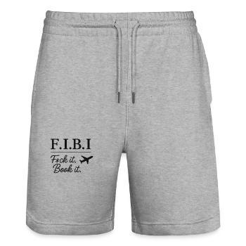 Motif de vol F.I.B.I. - Short de jogging bio TRAINER Stanley/Stella unisexe - gris chiné - Devant - Nik (191cm) & Marisol (170cm)
