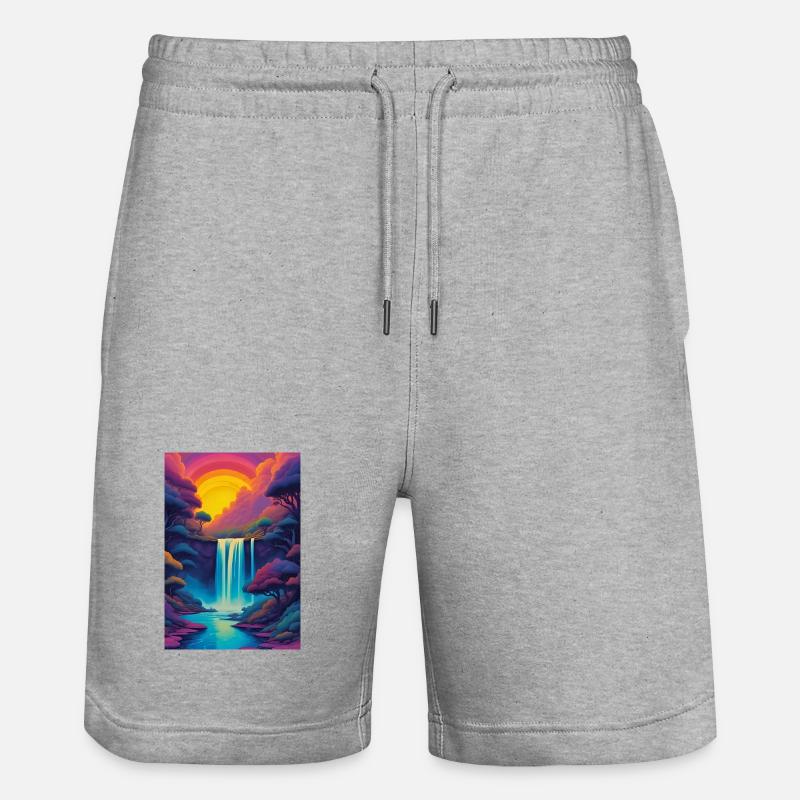 Paysage au coucher du soleil - Short de jogging bio TRAINER Stanley/Stella unisexe - gris chiné