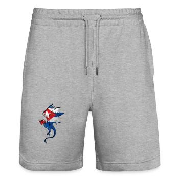 Drapeau de Cuba - Cuba - Silhouette de dragon - Short de jogging bio TRAINER Stanley/Stella unisexe - gris chiné - Devant - Nik (191cm) & Marisol (170cm)