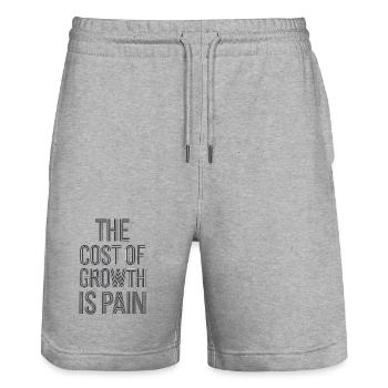 The Cost of Growth is Pain, Motivational Success  - Stanley/Stella Trainer Unisex Organic Jogging Shorts - heather grey - Front - Nik (191cm) & Marisol (170cm)