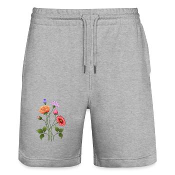 Fleur - Short de jogging bio TRAINER Stanley/Stella unisexe - gris chiné - Devant - Nik (191cm) & Marisol (170cm)