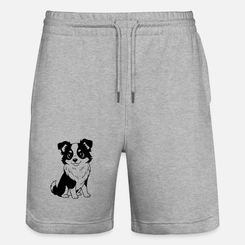 Australian Shepherd - Aussi - black and white - Stanley/Stella Trainer Unisex Organic Jogging Shorts - heather grey