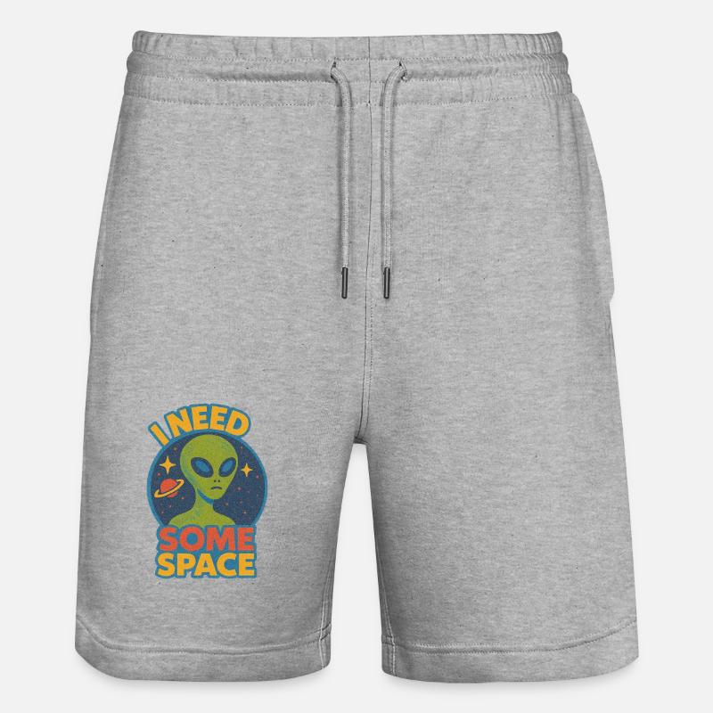 I Need Some Space Alien Tee - Stanley/Stella Trainer Unisex Organic Jogging Shorts - heather grey