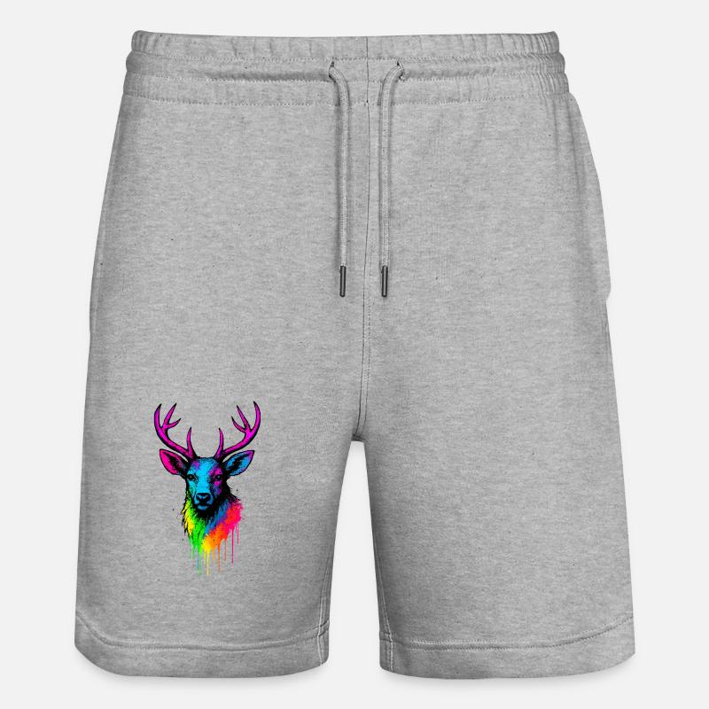 Éclaboussure de néon de cerf arc-en-ciel - Short de jogging bio TRAINER Stanley/Stella unisexe - gris chiné