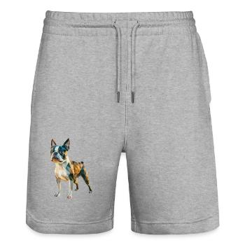 French Bulldog - Cool Low Poly Logo - Stanley/Stella Trainer Unisex Organic Jogging Shorts - heather grey - Front - Nik (191cm) & Marisol (170cm)