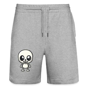 Zombie Halloween Skeleton Comic - Stanley/Stella Trainer Unisex Organic Jogging Shorts - heather grey - Front - Nik (191cm) & Marisol (170cm)