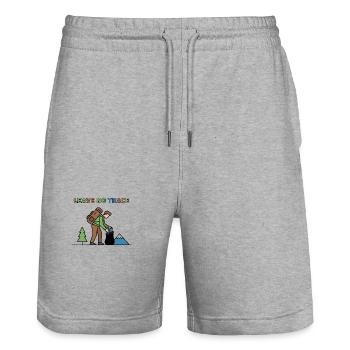 Ne laissez aucune trace | Randonnée pédestre et protection de l’environnement - Short de jogging bio TRAINER Stanley/Stella unisexe - gris chiné - Devant - Nik (191cm) & Marisol (170cm)