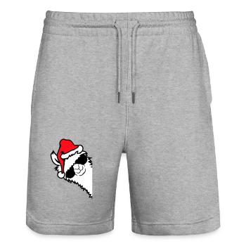 Lama Cool Sonnenbrille Weihnachtsmütze Seitlich - Stanley/Stella Unisex Bio Joggingshorts Trainer  - Grau meliert - Vorne - Nik (191cm) & Marisol (170cm)