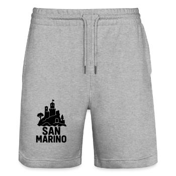 San Marino Italy Silhouette - Stanley/Stella Trainer Unisex Organic Jogging Shorts - heather grey - Front - Nik (191cm) & Marisol (170cm)