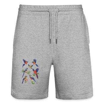 Eisvögel - Stanley/Stella Unisex Bio Joggingshorts Trainer  - Grau meliert - Vorne - Nik (191cm) & Marisol (170cm)