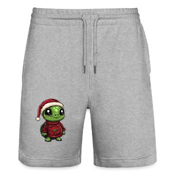 Turtle Christmas - Stanley/Stella Trainer Unisex Organic Jogging Shorts - heather grey - Front - Nik (191cm) & Marisol (170cm)