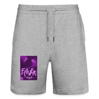 Floral Neon 80s Retro - Stanley/Stella Trainer Unisex Organic Jogging Shorts - heather grey - Front - Nik (191cm) & Marisol (170cm)