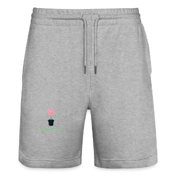 AI Flower in Pot - Stanley/Stella Trainer Unisex Organic Jogging Shorts - heather grey - Front - Nik (191cm) & Marisol (170cm)