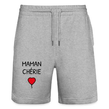 Maman Chérie – Muttertag - Stanley/Stella Unisex Bio Joggingshorts Trainer  - Grau meliert - Vorne - Nik (191cm) & Marisol (170cm)