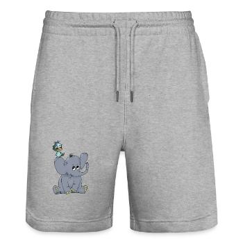 Elefant_mit_Vogel - Short de jogging bio TRAINER Stanley/Stella unisexe - gris chiné - Devant - Nik (191cm) & Marisol (170cm)