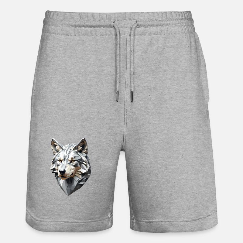 Wolf Head LowPoly Geometric - Short de jogging bio TRAINER Stanley/Stella unisexe - gris chiné