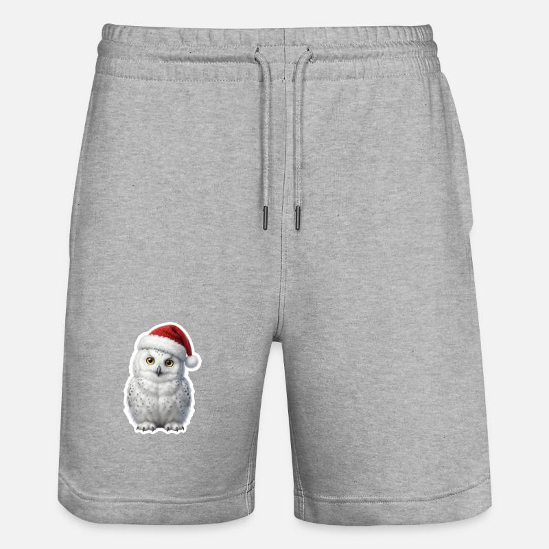 Weise Schnee Eule in Weihnachtsstimmung - Stanley/Stella Unisex Bio Joggingshorts Trainer  - Grau meliert