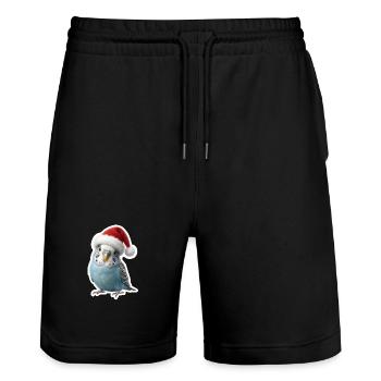 Blauer Wellensittich zwitschert Weihnachtslieder - Stanley/Stella Unisex Bio Joggingshorts Trainer  - Schwarz - Vorne - Nik (191cm) & Marisol (170cm)