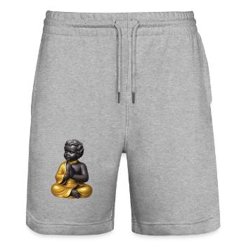 MANNEKEN ZEN – Belgien - Stanley/Stella Unisex Bio Joggingshorts Trainer  - Grau meliert - Vorne - Nik (191cm) & Marisol (170cm)