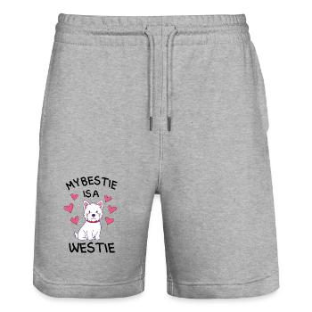 Westie Hundeliebhaber West Highland Terrier - Stanley/Stella Unisex Bio Joggingshorts Trainer  - Grau meliert - Vorne - Nik (191cm) & Marisol (170cm)