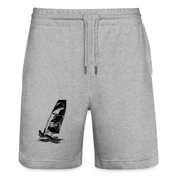 Open Skiff Sailing dinghy Sailboat Regatta sailing Kids - Stanley/Stella Trainer Unisex Organic Jogging Shorts - heather grey - Front - Nik (191cm) & Marisol (170cm)