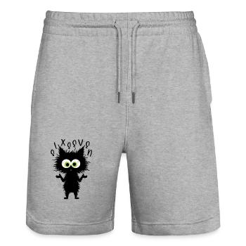 67 Funny Cat Six Seven Memes - Stanley/Stella Trainer Unisex Organic Jogging Shorts - heather grey - Front - Nik (191cm) & Marisol (170cm)