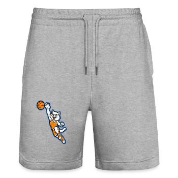 Mascotte du dunk de basketball Wildcat - Short de jogging bio TRAINER Stanley/Stella unisexe - gris chiné - Devant - Nik (191cm) & Marisol (170cm)