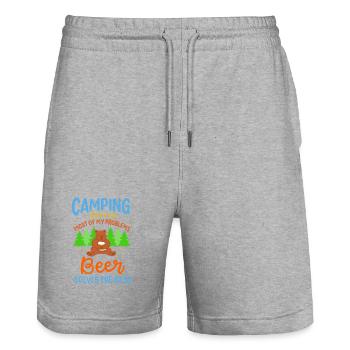 Funny Camping Bear Beer Solves Problems Art - Stanley/Stella Unisex Bio Joggingshorts Trainer  - Grau meliert - Vorne - Nik (191cm) & Marisol (170cm)