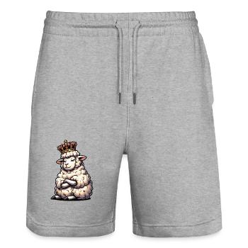 Sheep Sheep Shepherd Sheep Keeper Ram - Stanley/Stella Trainer Unisex Organic Jogging Shorts - heather grey - Front - Nik (191cm) & Marisol (170cm)