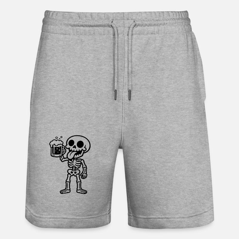Skelett Bier Comic - Stanley/Stella Unisex Bio Joggingshorts Trainer  - Grau meliert
