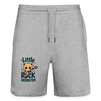 Petit Monstre de Rock – Motif de guitare chat mignon - Short de jogging bio TRAINER Stanley/Stella unisexe - gris chiné - Devant - Nik (191cm) & Marisol (170cm)