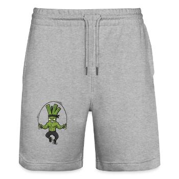 Fitness Jumping Rope Leek Onion Lover Sport - Stanley/Stella Trainer Unisex Organic Jogging Shorts - heather grey - Front - Nik (191cm) & Marisol (170cm)