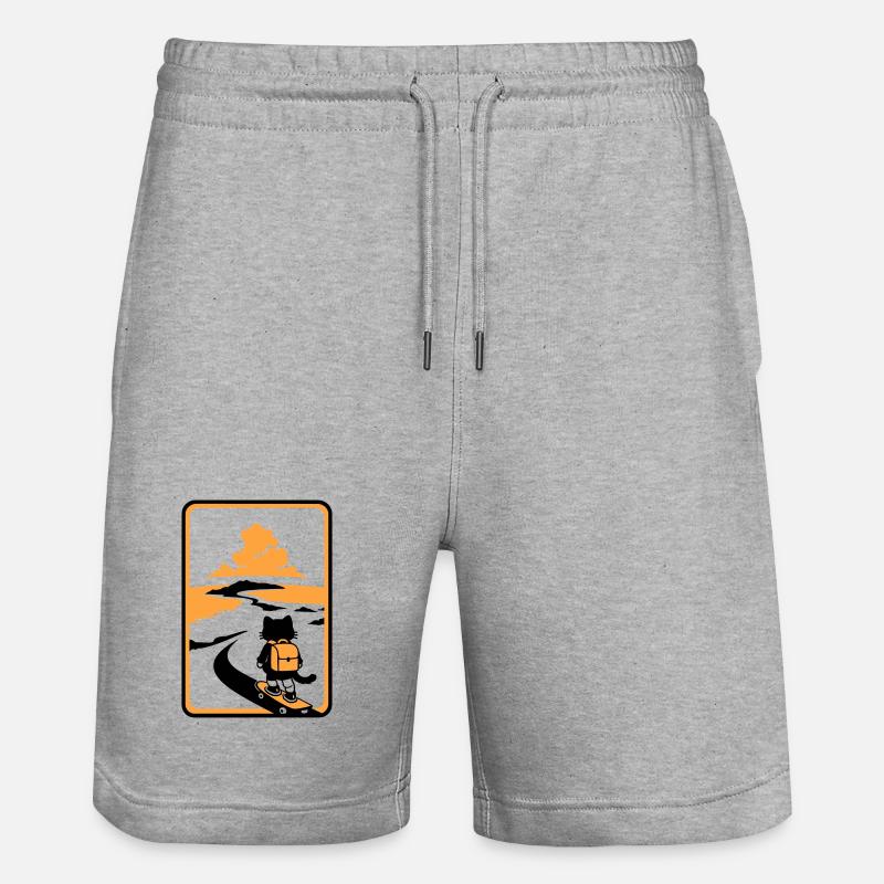 Coucher de soleil Skate Cat - Short de jogging bio TRAINER Stanley/Stella unisexe - gris chiné