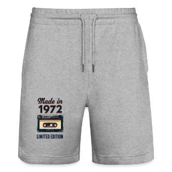 Produit en 1972 – Édition limitée - Short de jogging bio TRAINER Stanley/Stella unisexe - gris chiné - Devant - Nik (191cm) & Marisol (170cm)